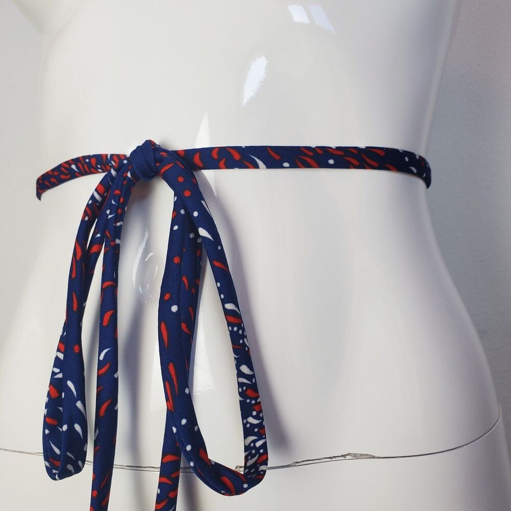 Vintage 70s Navy Red White Cloth Belt